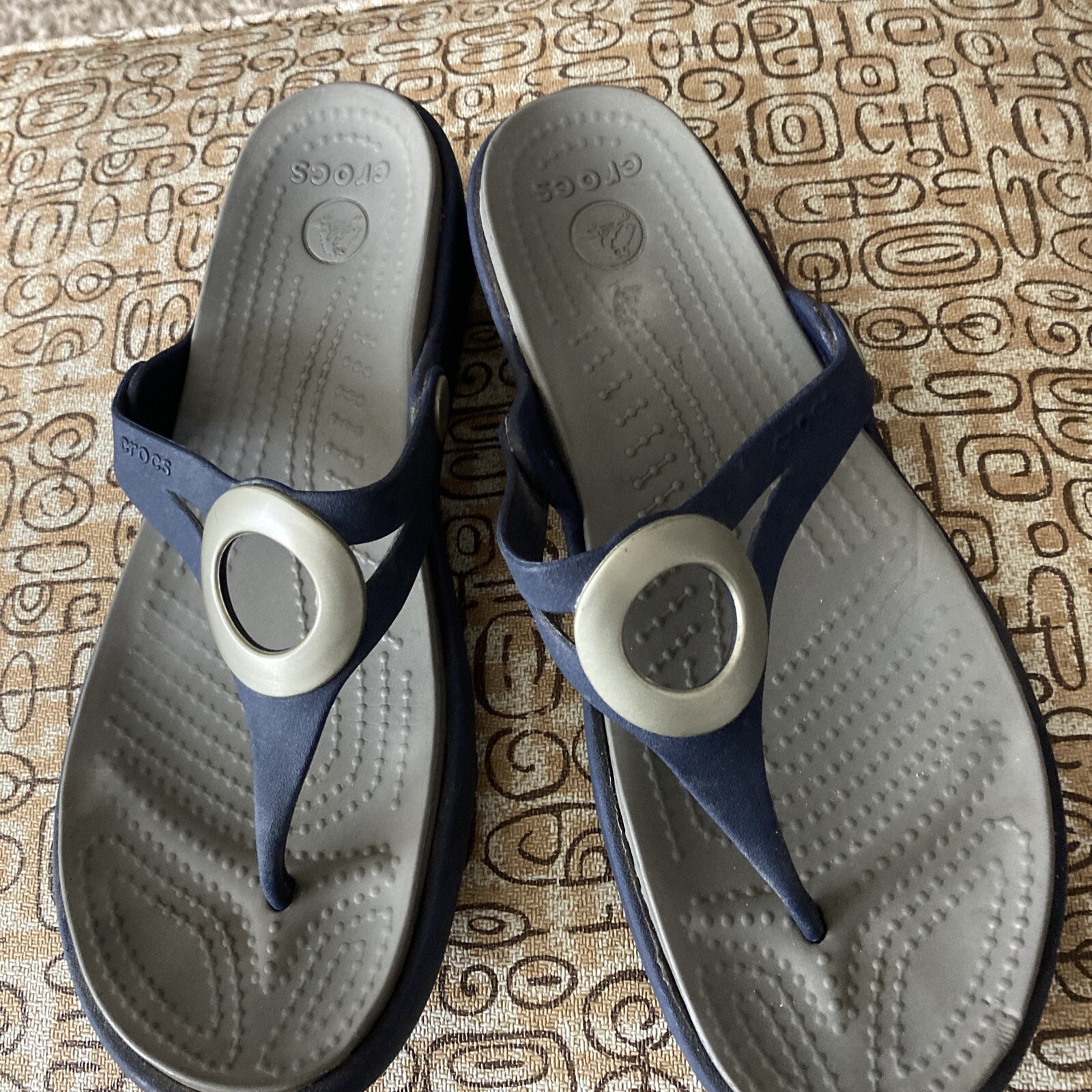 Womens Crocs flip flop blue sandals size 8 | eBay