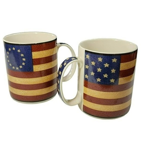 Coventry Stoneware Liberty 13 Star Flag Stripes Americana Ceramic Coffee Mug 14" - Picture 9 of 9