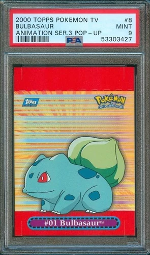 2000 Topps Nintendo Pokemon BULBASAUR Animation Series 3 Pop-Up #8 PSA 9