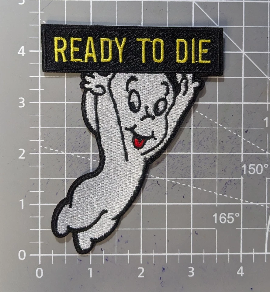 Casper The Friendly Ghost Goth Patch Ready To Die Embroidered Iron On 4.5x3.5" - Image 2 of 3