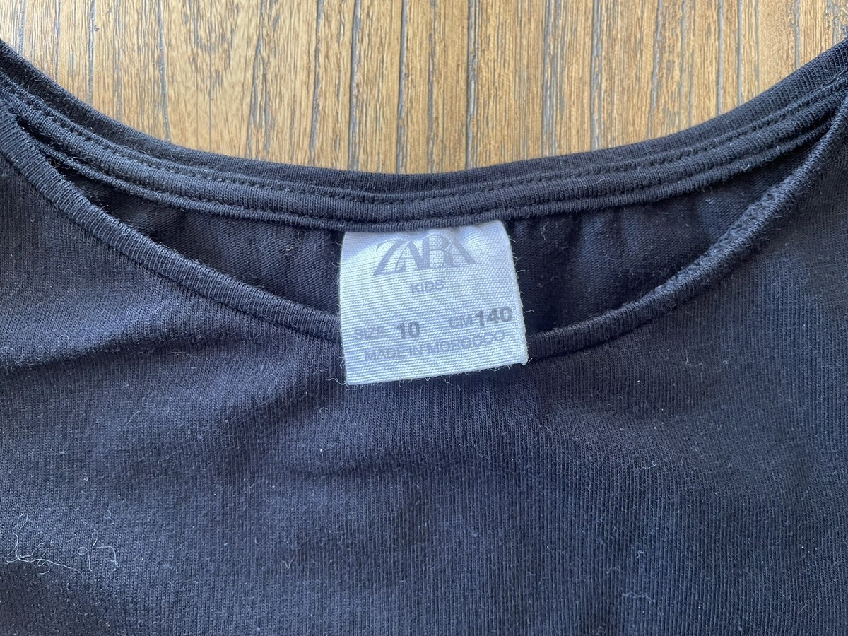 T-shirt Zara Kids En Tulle Noir - Taille 10 Ans (140) - Manches Longues - Occasion Très Bon état