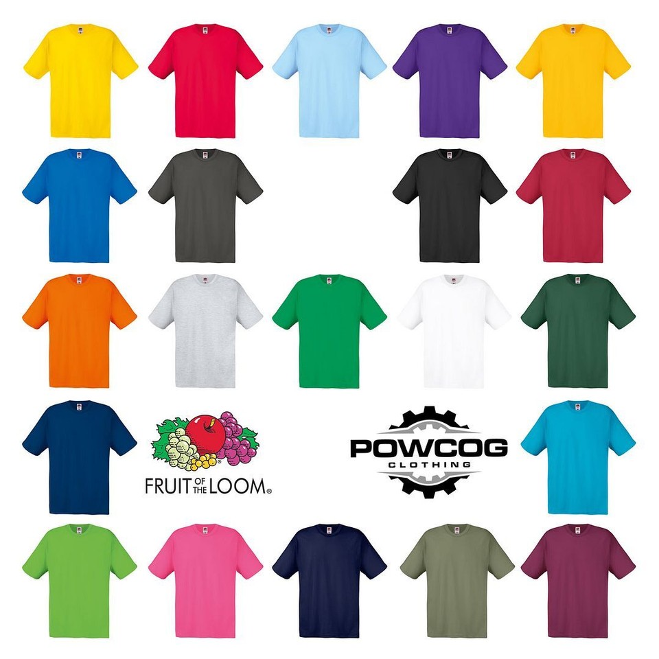 Fruit of the Loom Mens T Shirt Plain 100% Cotton Crew Tee Shirt Casual