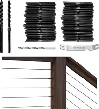 40 Pack 1/8" Black Cable Railing Hardware Kit Swage Lag Screws Left and Right Ha