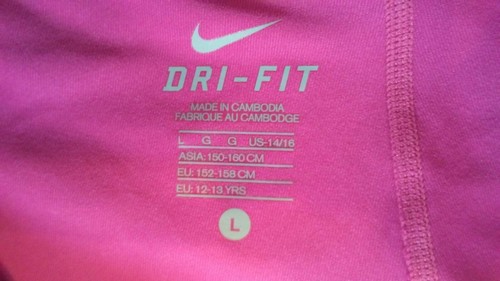 Girls NIKE DRI FIT Athletic Skort Skirt w/ built in Spandex Shorts Size L Pink - Picture 7 of 8