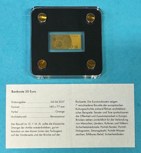 Gold-Barren Euro Banknoten 999er Gold 1/500 OZ + Zertifik, AUSWAHL (S1-16 - Picture 31 of 38