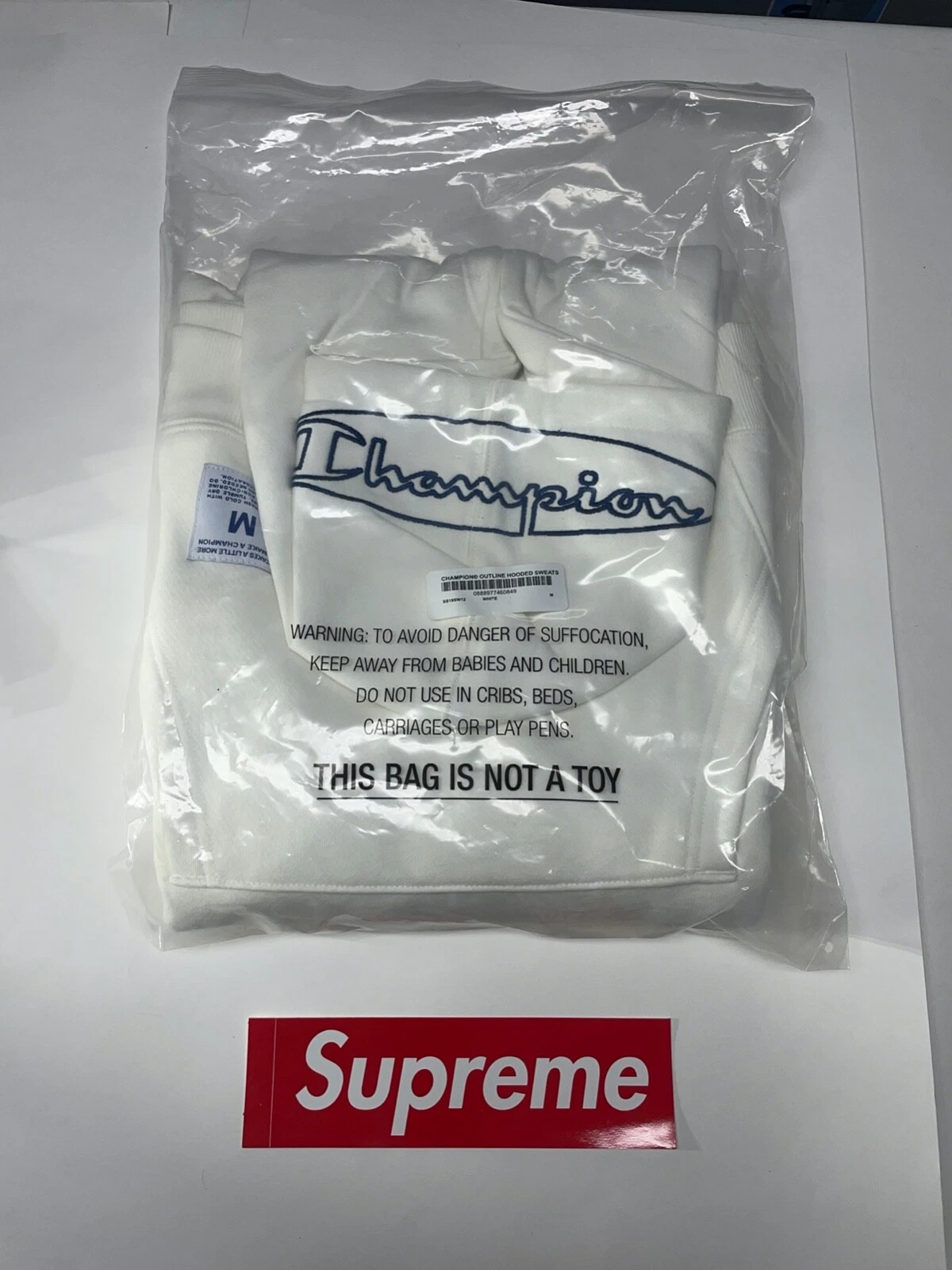 Sweat shirt à capuche Supreme Champion Outline blanc SS19   Taille M   100 % authentique