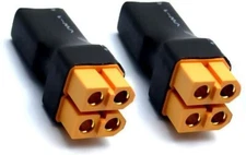 2PCS XT60 Plug 1 Male to 2 Female Connector Adapter RC Lipo Battery Parallel ESC