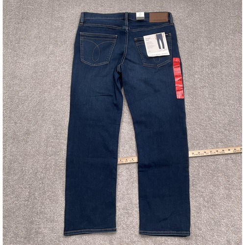 Calvin Klein Jeans Men 34W 30L Blue Whisker Straight Fit Cotton Stretch Denim - Picture 12 of 13