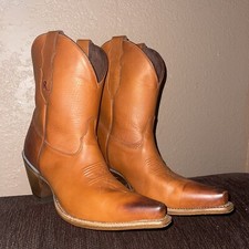 Reba Mcentire X Justin Brown Leather Cowgirl Western Boots Size US 10B Usa Made