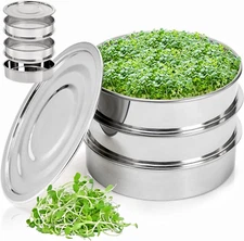 9" Stainless Steel Seed Sprouting Kit, Stackable 3-Tier Mesh Germination Tray, S