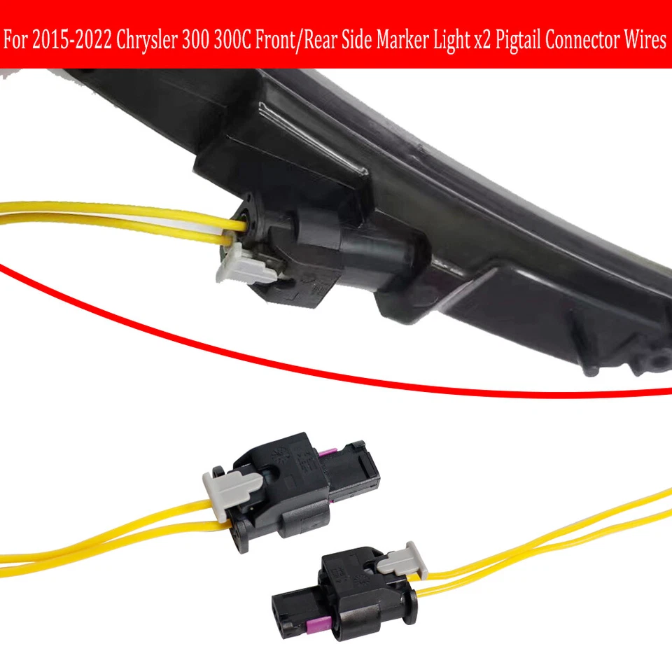 For 15-2022 Chrysler 300 Front/Rear Side Marker Light x2 Pigtail Connector Wires - image 2 of 4