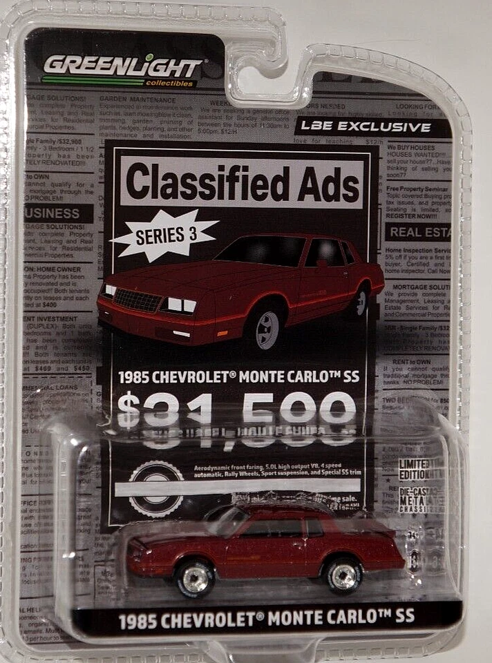 Greenlight Anuncios Clasificados Exclusivos 1985 Chevy Monte Carlo SS 1 De Cada Foto 2 de 3