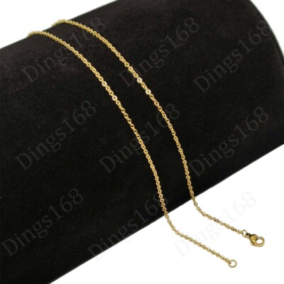 18K Yellow Gold Filled 1mm/2mm/2.4mm 16/18/20/22'' 24'' Cable Chain Necklace L146G