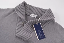 Cellini NWT Shawl Collar Sweater Made by Gran Sasso In Gray Size 48 US XXL Wool