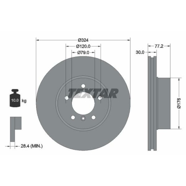 Textar 2X Bremsscheibe Vorne Ø324 Mm InnenbelüFtet FüR BMW 5Er Touring E61 525D-image