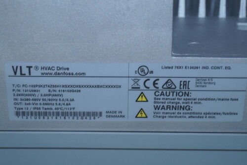 Danfoss 131U01931 FC-102P2K2T4Z55H1XGXXOXSXXXXAXBXCXXXXDX Vlt HVAC Drive - Picture 6 of 6