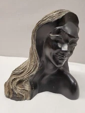 Laka Exotic Black Coral Hawaiian Head Bust Frank Schirman 1967 Signed