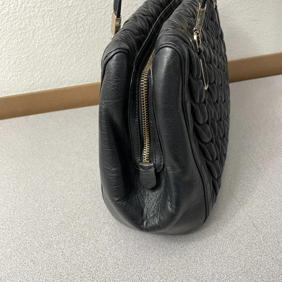 Сумка Coach Madison собранная витая кожа черная золотистая на молнии двойные ручки - Изображение 4 из 4