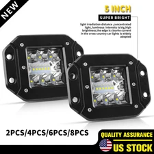 5'' Flush Mount LED Lights Bumper Reverse Lamp Fog Driving Offroad 4WD SUV Truck