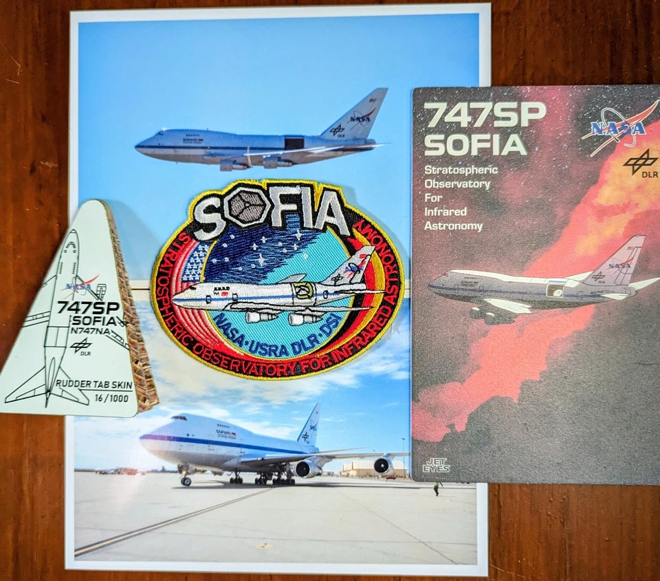 NASA SOFIA 747 SP. Peça de leme Jet Eyes #16/100 esgotada. Patch e cartão de segurança. - Imagem 3 de 4