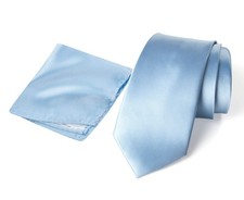 Men Solid Color Satin Microfiber Tie and Handkerchief Set Necktie Accessory
