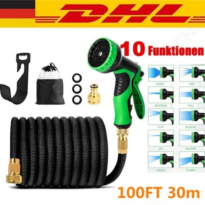 30m Flexibler Gartenschlauch flexibel Wasserschlauch dehnbarer Flexischlauch DE