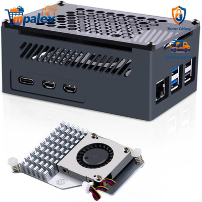 Raspberry Pi 5 Aluminiumgehäuse mit Active Cooler PCIe M.2 NVMe SSD Shield
