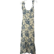 NWOT Reformation Nikita Midi Dress in Pompadour Blue Toile Floral Tie Straps - 6