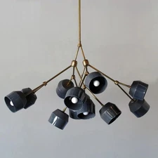 Italian Stilnovo Kalmar Brass Branch Chandelier Fixture Light Dining Mid Century