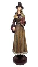 Melrose Pilgrim Style Lady Woman Figurine Resin Vintage Thanksgiving Harvest 12"