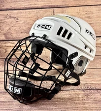 Vintage White CCM Hockey Helmet SM-15 Black Face Cage Shield Parts Only *Read*