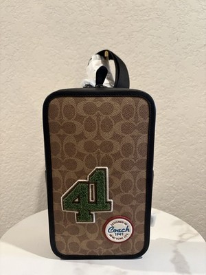 NWT Coach Men's Brown Signature Crossbody Bag with Green '41
