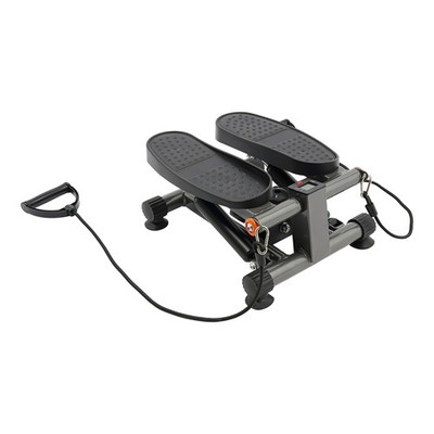Dreh-stepper Mit Trainingsseilen Lcd Anzeige 120kg Traglast Heimfitness Schwarz