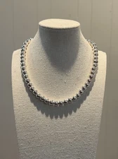 Napier Silver Tone Beaded Necklace Choker 18" Adjustable Chain