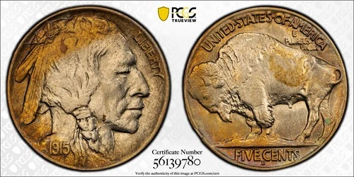1915-D Buffalo Nickel Attractive PCGS AU58 Toned.