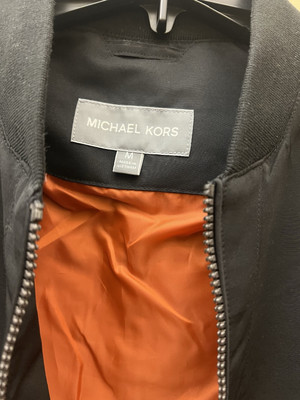 255 Michael Kors Bomber Jacket Black Water Resistant Size M