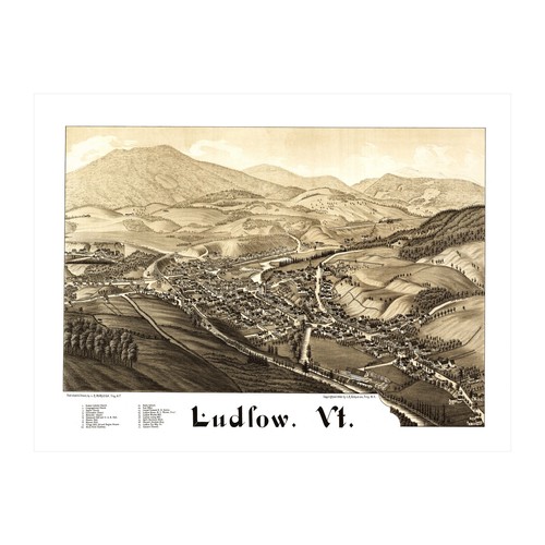 Old Map of Ludlow, VT 1885 - Vintage Ludlow Vermont Art - Picture 6 of 29