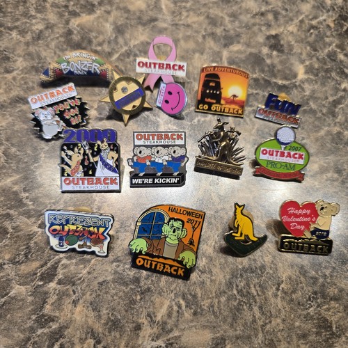 Outback Steakhouse Restaurant Lapel Pins Lot Of 15 1 Sterling .925