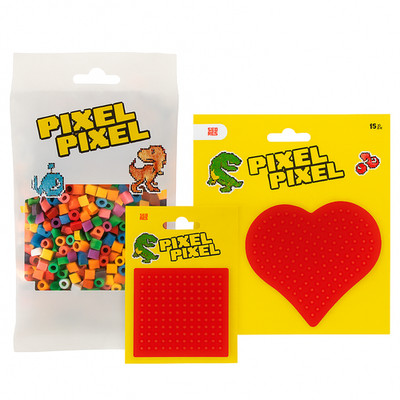 Pixel Pixel Bead Set - 1000 Midi Beads + Red Heart & Square Pegboards