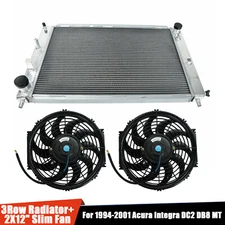 3 Row Aluminum Radiator+2X12" Slim Fan For 1997-2004 Ford Mustang GT/SVT V8 MT