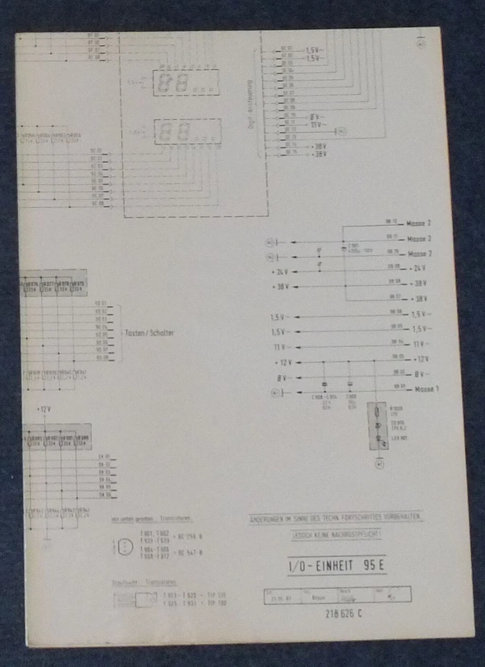 NSM Elektroplan / Schaltplan: I/O-Einheit 95 E - Bild 1 von 1