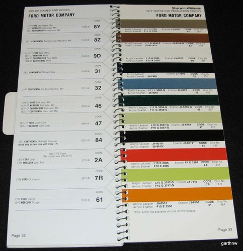 CAR PAINT CATALOG 1977 AUTOMOTIVE FINISH COLOR MANUAL SHERWIN WILLIAMS - Picture 3 of 4
