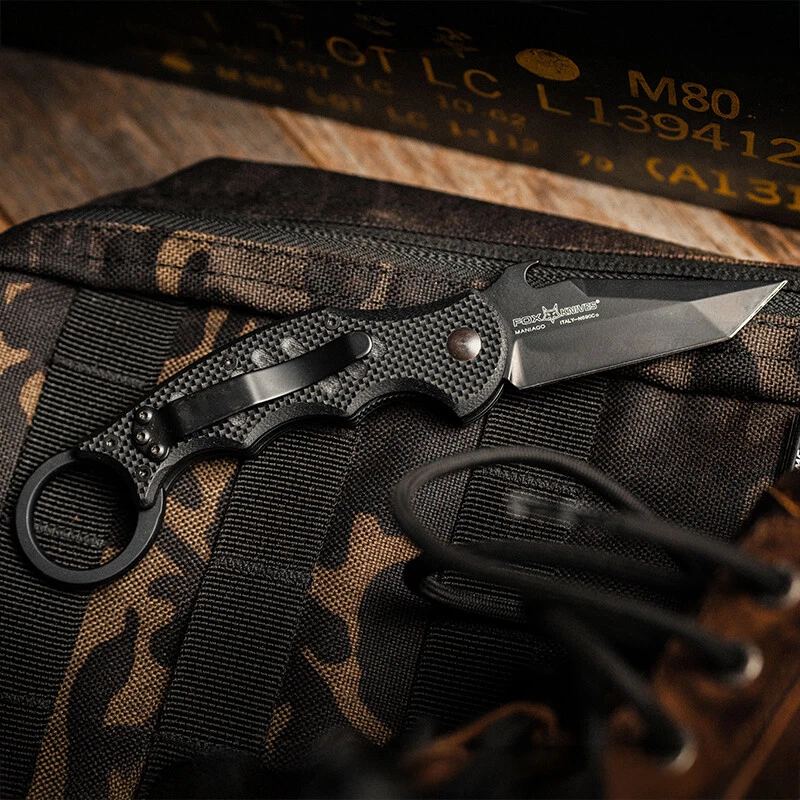 Cuchillo Plegable Fox Dart 597 2.5" N690Co Acero Inoxidable Hoja Karambit Negro G10 Foto 2 de 4