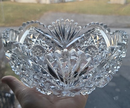 Antique ABP Antique American Brilliant Cut Glass Bowl 8" Diameter - Early 1900s - Picture 20 of 24
