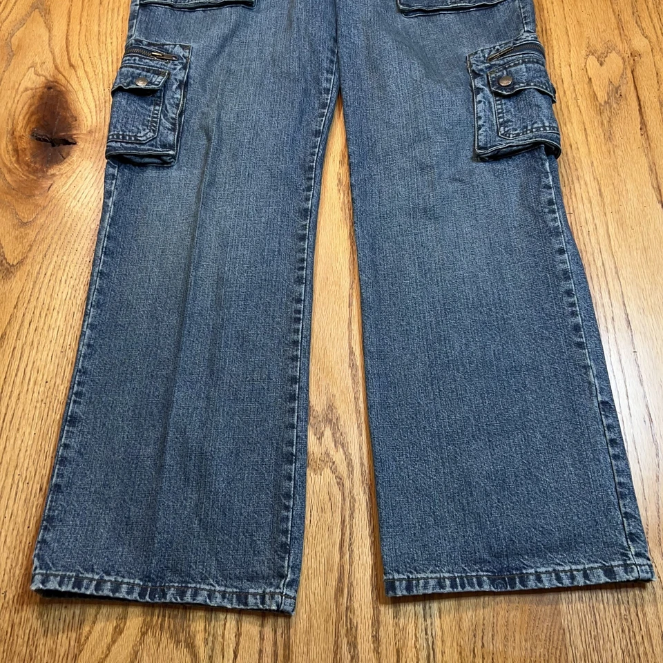 VINTAGE Y2K Mudd Jeans Size 13  Blue Denim Baggy Straight Buttons Zippers - Image 4 of 4
