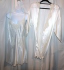 (EM) 2pc Victoria's Secret® Satiny Ivory Bridal Nightgown Negligée & Robe - S/M