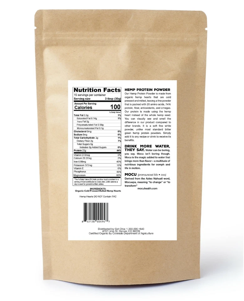 CERTIFIED ORGANIC HEMP PROTEIN POWDER - 74% PROTEIN - Image 2 of 4