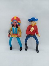 Vintage 1970s 1980s Cowboy  Indian Horse Rider Figure Plastic