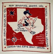 Vintage 1950s Fred Press Texas Lone Star State Cocktail Napkin MOMA MCM Jack Rab