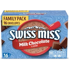 Swiss Miss Hot Cocoa Drink Mix, Milk Chocolate Flavor, Family Pack, 16 Ct